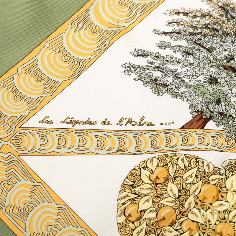 Hermes Carre 90 les Legendes de L'arbre Wood Legend Scarf Khaki Multicolor Silk — view 4