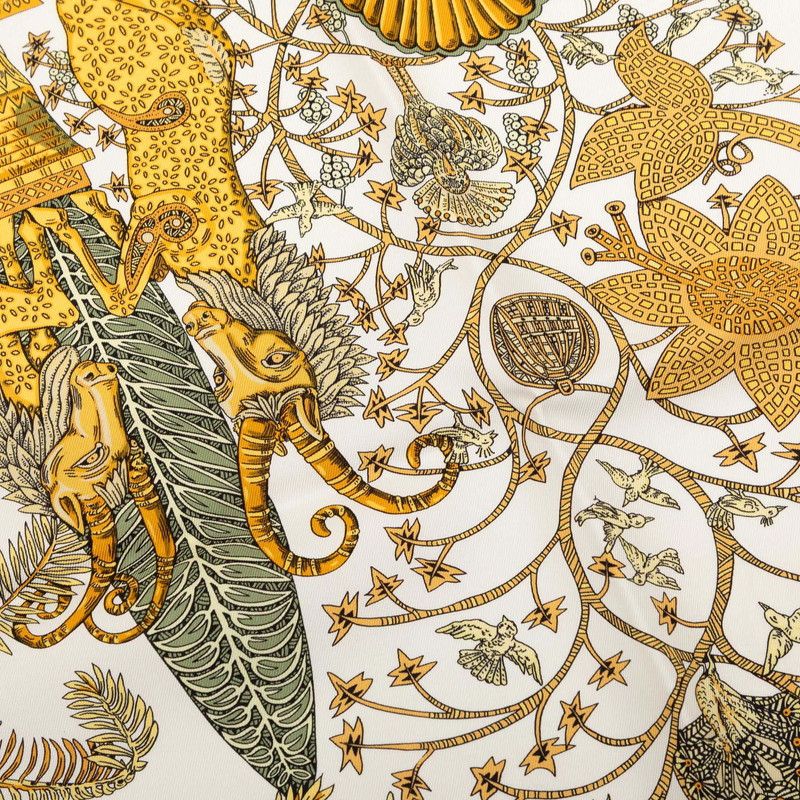 Hermes Carre 90 les Legendes de L'arbre Wood Legend Scarf Khaki Multicolor Silk — view 5