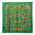 Hermes Carre 90 le Sacre du Printemps Spring Festival Scarf Green Silk