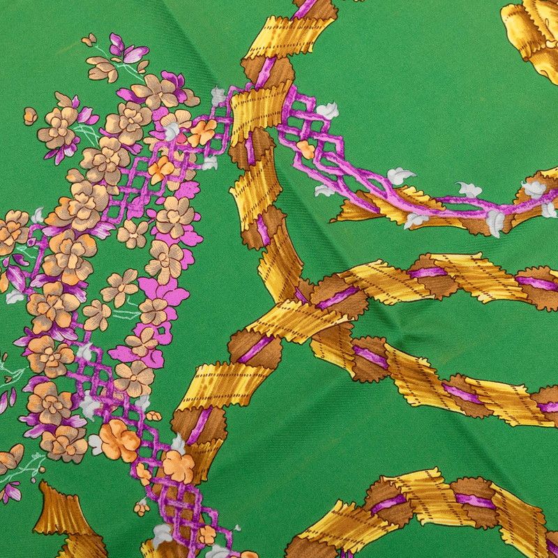 Hermes Carre 90 le Sacre du Printemps Spring Festival Scarf Green Silk — view 3