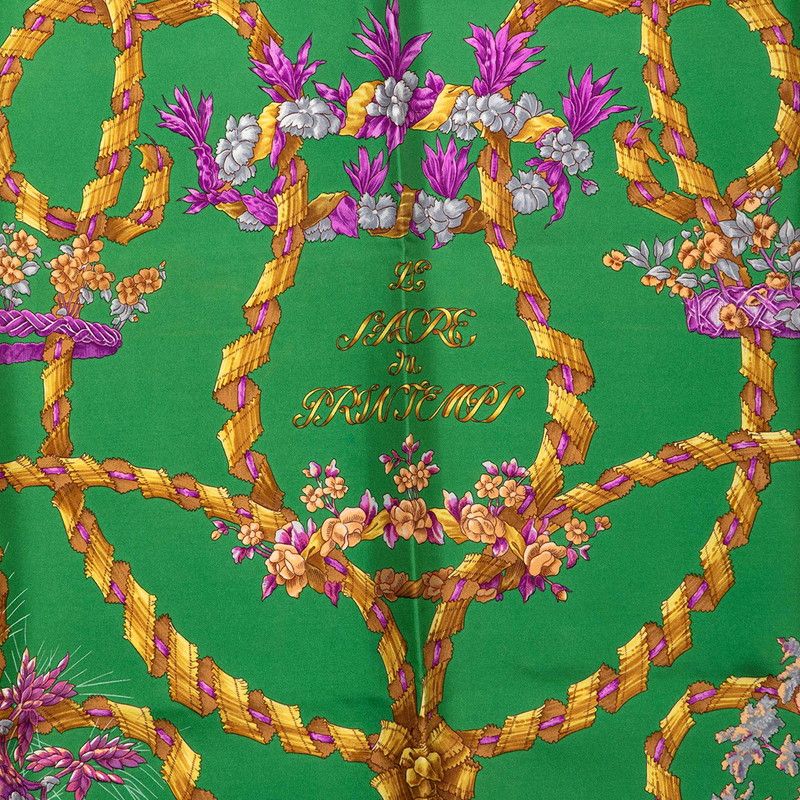 Hermes Carre 90 le Sacre du Printemps Spring Festival Scarf Green Silk — view 2