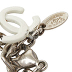 Chanel CC Logo Camellia Motif Necklace Silver White Metal — view 6