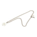 Chanel CC Logo Camellia Motif Necklace Silver White Metal — view 4
