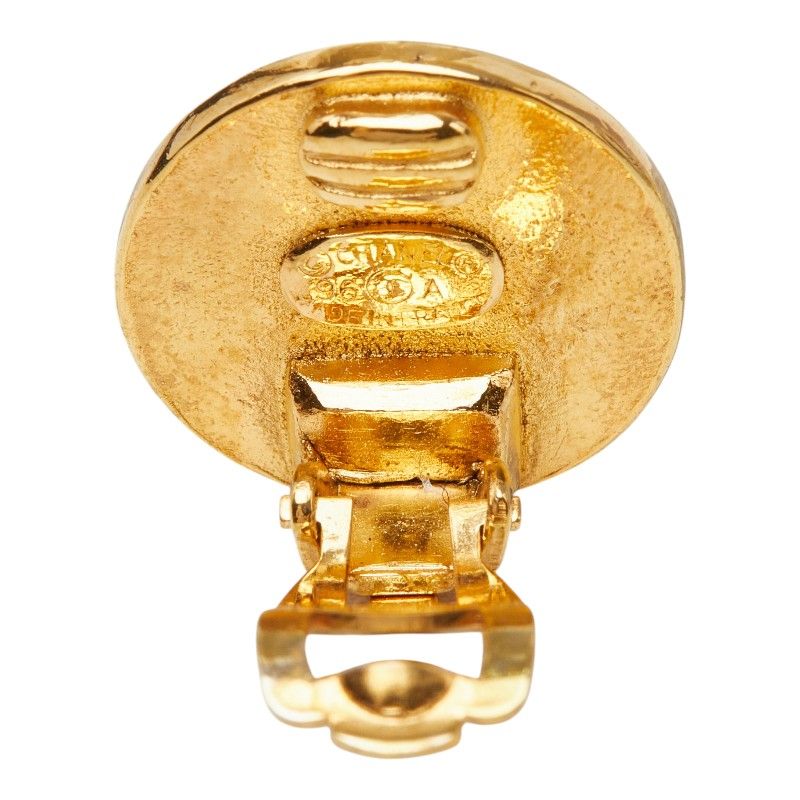 Chanel Clover Motif Vintage Earrings Gold Plated — view 4
