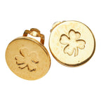 Chanel Clover Motif Vintage Earrings Gold Plated