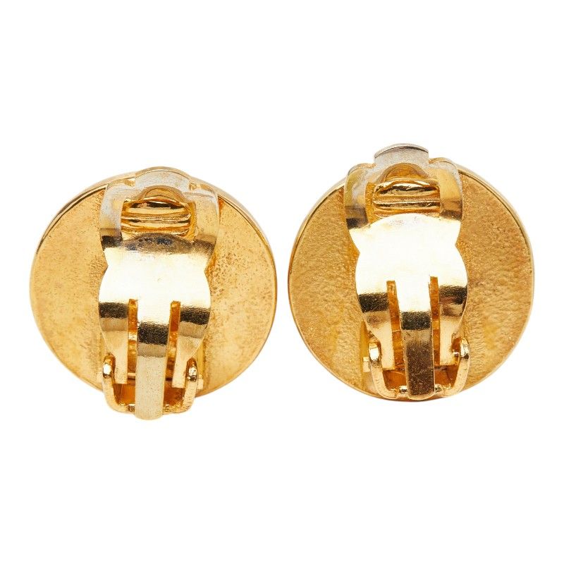 Chanel Clover Motif Vintage Earrings Gold Plated — view 3