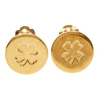 Chanel Clover Motif Vintage Earrings Gold Plated — view 2