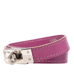 Hermes Kelly Double Tour Strand Bracelet Purple Silver Metal Veau Swift — view 2