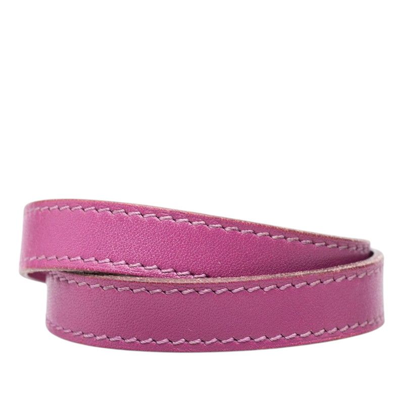 Hermes Kelly Double Tour Strand Bracelet Purple Silver Metal Veau Swift — view 3