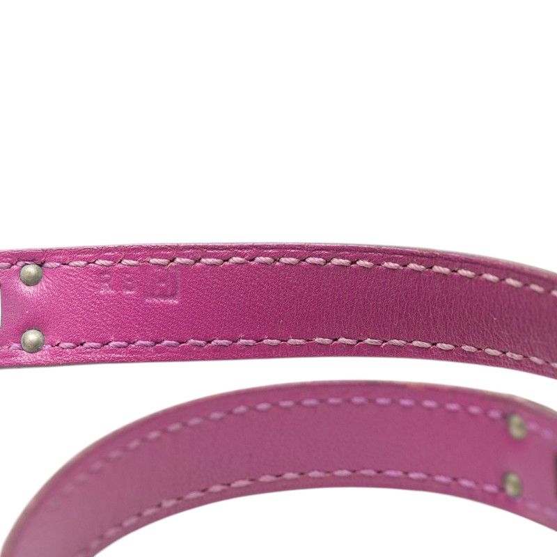 Hermes Kelly Double Tour Strand Bracelet Purple Silver Metal Veau Swift — view 4