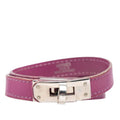 Hermes Kelly Double Tour Strand Bracelet Purple Silver Metal Veau Swift