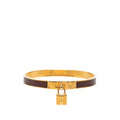 Hermes Kelly Bangle Bracelet Gold Brown Plated Veau Epsom