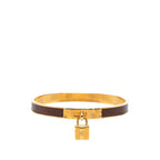 Hermes Kelly Bangle Bracelet Gold Brown Plated Veau Epsom