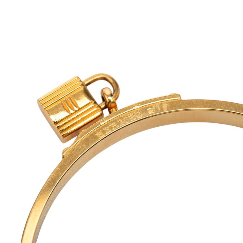Hermes Kelly Bangle Bracelet Gold Brown Plated Veau Epsom — view 4