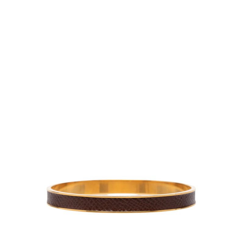 Hermes Kelly Bangle Bracelet Gold Brown Plated Veau Epsom — view 3