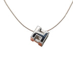Hermes Cage Chain Cube Pendant Orange Silver Metal — view 2