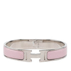 Hermes Click TGM Enamel Bracelet Bangle Pink Silver Metal