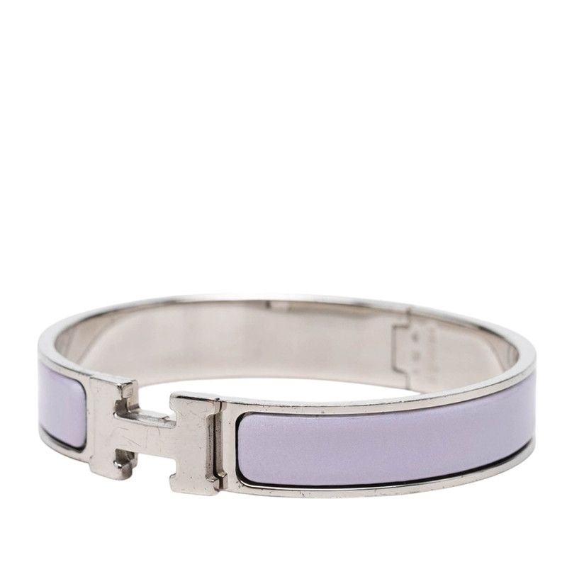 Hermes Click GM Enamel Bracelet Bangle Purple Silver Metal — view 2