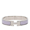 Hermes Click GM Enamel Bracelet Bangle Purple Silver Metal