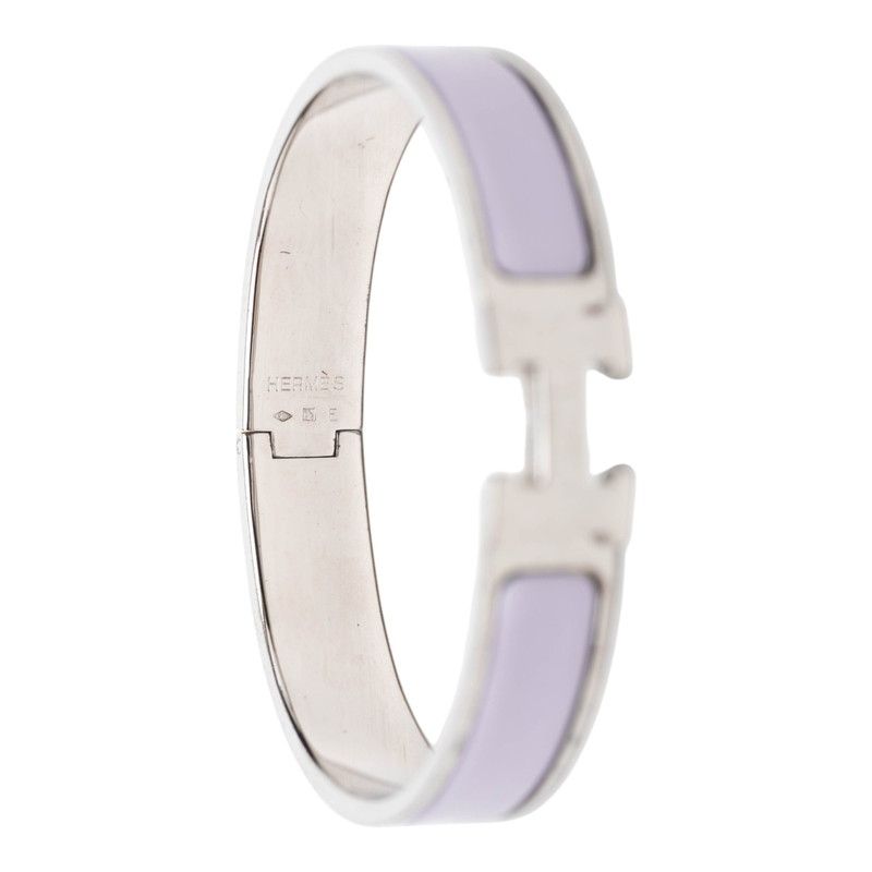 Hermes Click GM Enamel Bracelet Bangle Purple Silver Metal — view 4