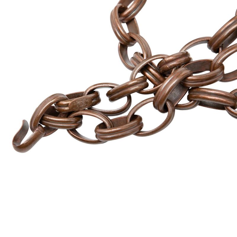 Chanel CC Logo Vintage Chain Belt Brown Blanc Metal — view 2