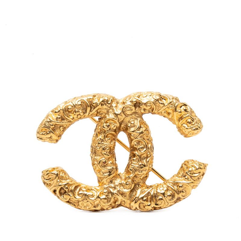 Chanel CC Logo Brooch 03 Gold Plated
