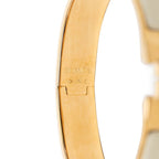 Hermes Click GM Enamel Bracelet Bangle Gold White Plated — view 4