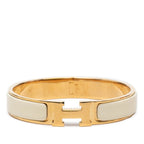 Hermes Click GM Enamel Bracelet Bangle Gold White Plated