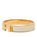 Hermes Click GM Enamel Bracelet Bangle Gold White Plated — view 2