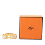 Hermes Click GM Enamel Bracelet Bangle Gold White Plated — view 5