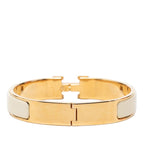 Hermes Click GM Enamel Bracelet Bangle Gold White Plated — view 3