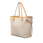 Louis Vuitton Damier Azur Neverfull MM Tote Shoulder Bag White Ivory Leather — view 2