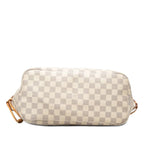 Louis Vuitton Damier Azur Neverfull MM Tote Shoulder Bag White Ivory Leather — view 3