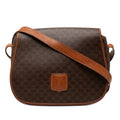 Celine Macadam Crossbody Shoulder Bag Brown Leather