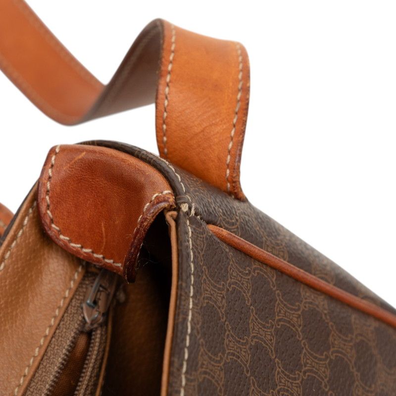 Celine Macadam Crossbody Shoulder Bag Brown Leather — view 7