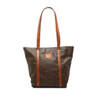 Celine Macadam Tote Shoulder Bag Brown Leather