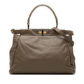 Fendi Peekaboo Crossbody Shoulder Bag 2-Way Gray Leather