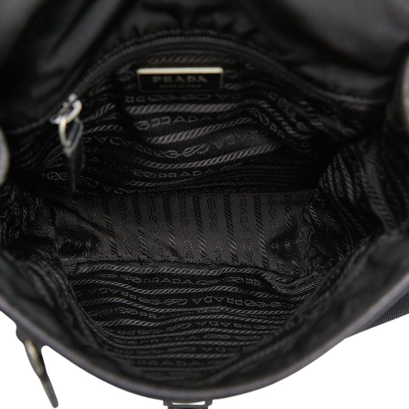 Prada Logo Crossbody Shoulder Bag Black Nylon — view 8