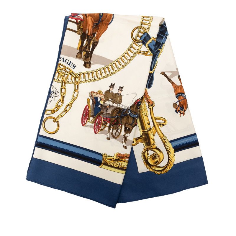 Hermes Carre 90 Equipages Carriage Scarf Navy Multicolor Silk — view 2