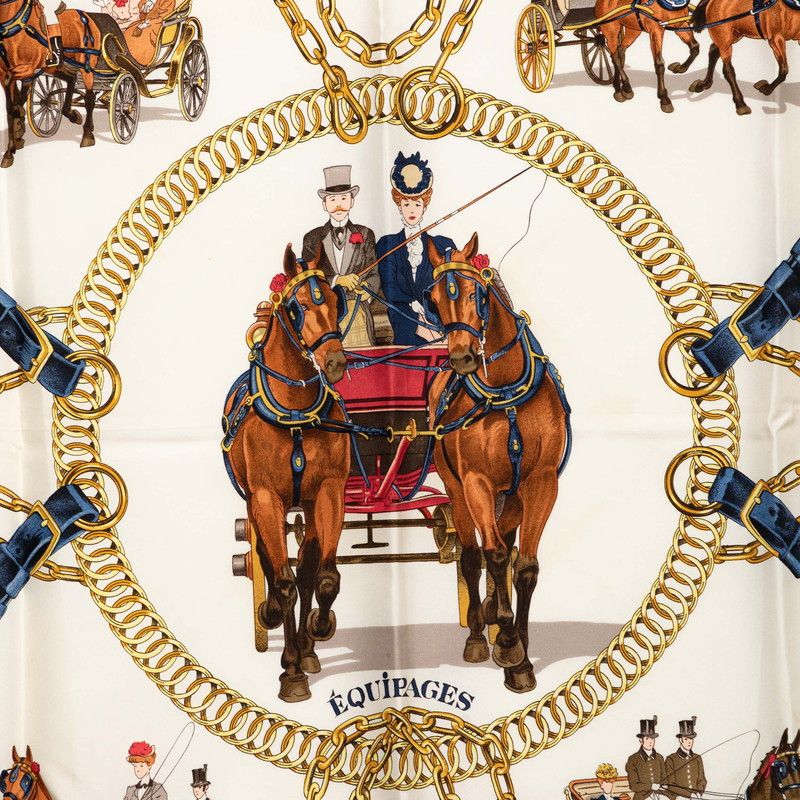 Hermes Carre 90 Equipages Carriage Scarf Navy Multicolor Silk — view 3