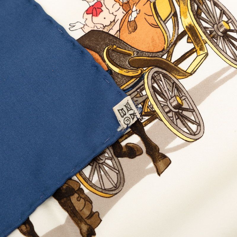 Hermes Carre 90 Equipages Carriage Scarf Navy Multicolor Silk — view 8