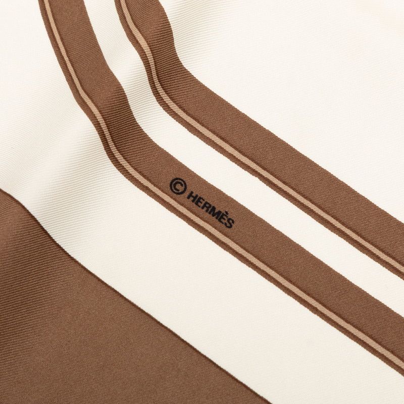 Hermes Carre 90 Bride de Gala Ceremonial Bridle Scarf Brown White Yellow Silk — view 7
