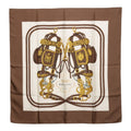 Hermes Carre 90 Bride de Gala Ceremonial Bridle Scarf Brown White Yellow Silk