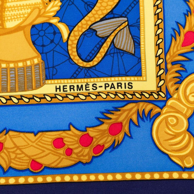Hermes Carre 90 les Bissone de Venise Venice Sailor Scarf Navy Blue Multi Color — view 8