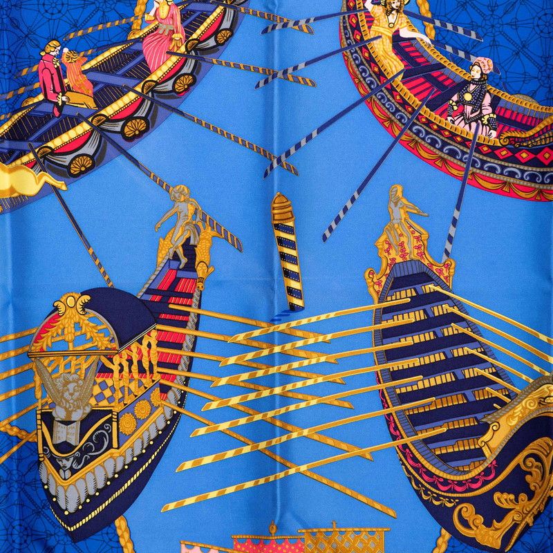 Hermes Carre 90 les Bissone de Venise Venice Sailor Scarf Navy Blue Multi Color — view 3
