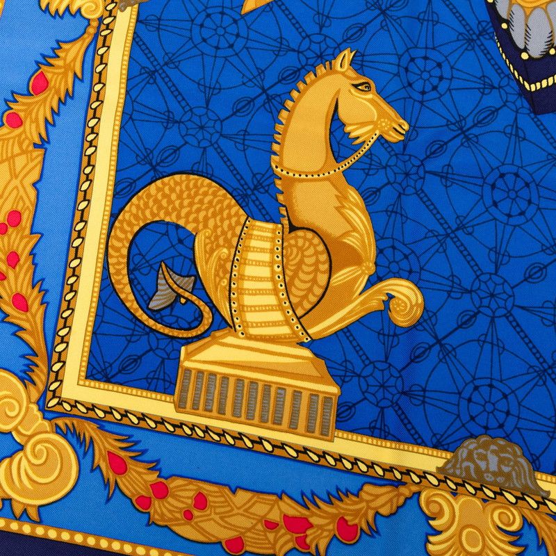 Hermes Carre 90 les Bissone de Venise Venice Sailor Scarf Navy Blue Multi Color — view 6
