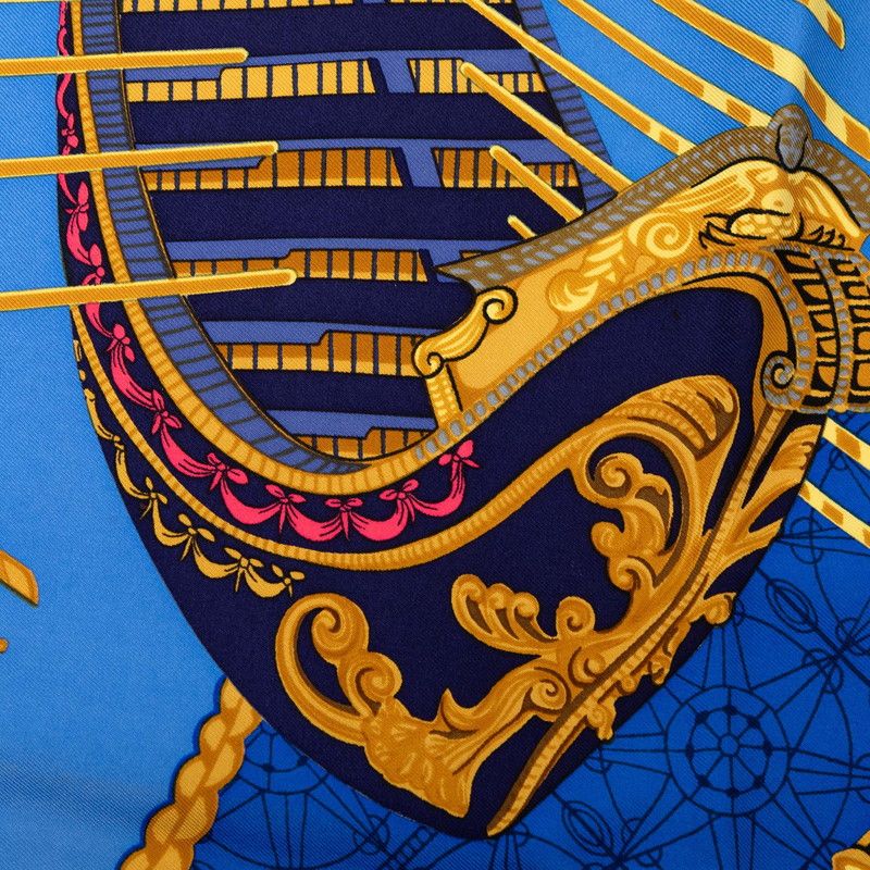 Hermes Carre 90 les Bissone de Venise Venice Sailor Scarf Navy Blue Multi Color — view 4