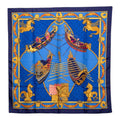 Hermes Carre 90 les Bissone de Venise Venice Sailor Scarf Navy Blue Multi Color