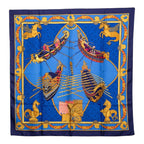 Hermes Carre 90 les Bissone de Venise Venice Sailor Scarf Navy Blue Multi Color