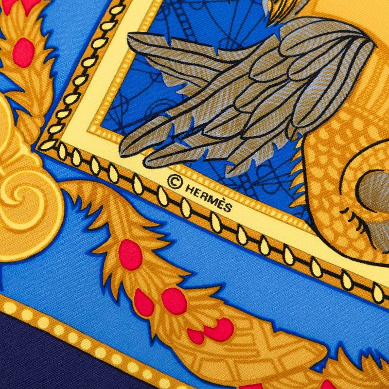 Hermes Carre 90 les Bissone de Venise Venice Sailor Scarf Navy Blue Multi Color — view 5